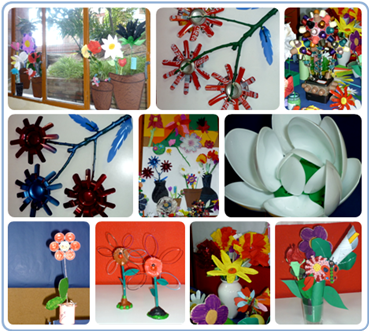 flors amb materials reciclats